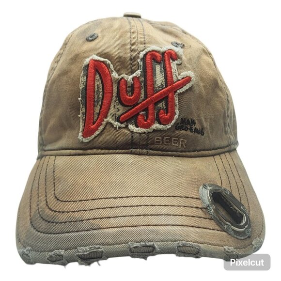 The Simpsons Duff beer Custom Hand Dyed Distressed Cap Dad Hat Y2k - Picture 1 of 3